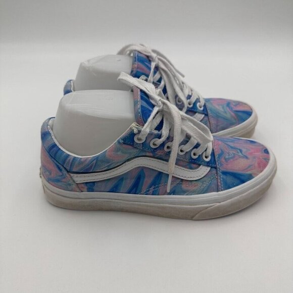 Vans Authentic Old Skool Blue Pink Swirl Oil Slick Low Top Sneakers Size M 5.5 W - Picture 5 of 9